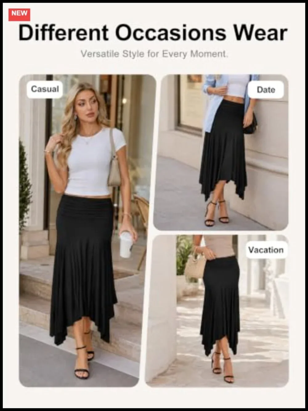 Asymmetrical Handkerchief Hem Midi Skirt, Ruched Waistband, Low Rise, Viscose